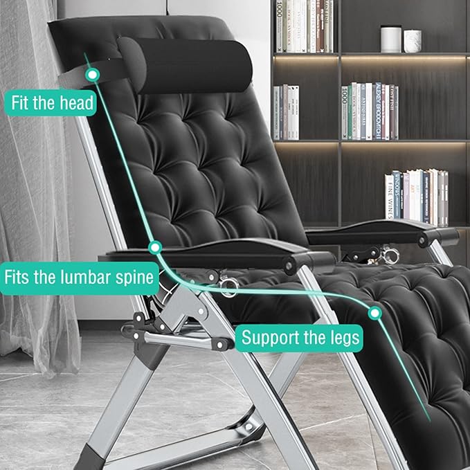 MOPHOTO Comfy Folding Chair for Living Room Foldable Recliner Chair Lounge Chairs with Mattress for Indoor Outdoor Leisure Chair Adjustable Reclining Chairs for Adults