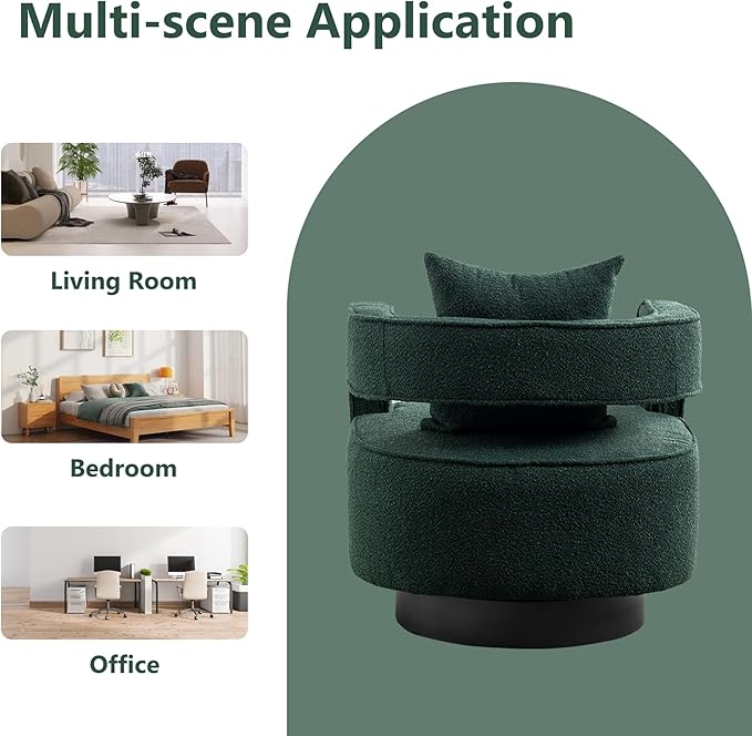 Chifee &amp Vingol 28.9 Boucle Modern Swivel Accent Barrel ChairGreen