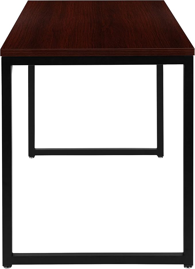 EMMA + OLIVER Industrial Modern Desk-47L Commercial Grade Home Office Desk-Mahogany/Black