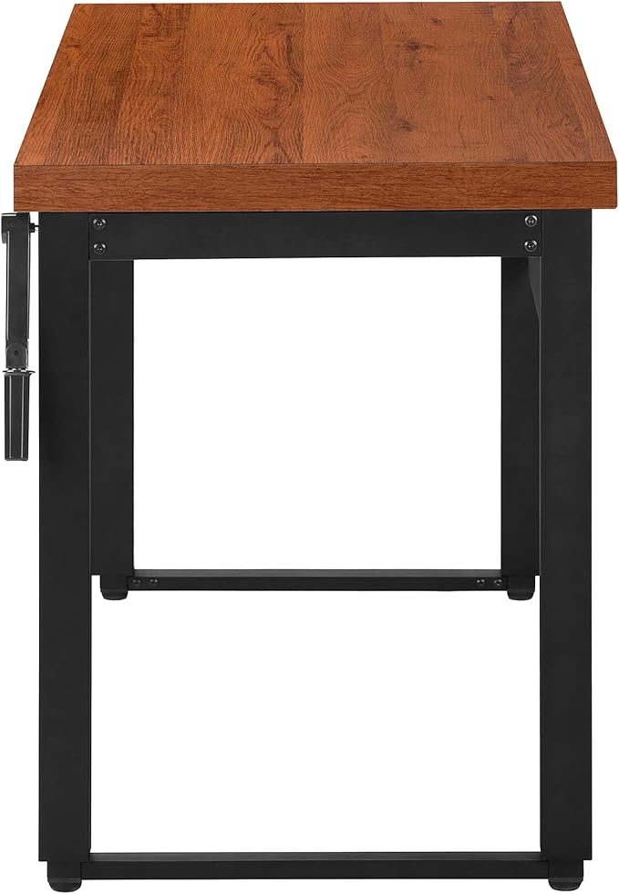 Computer Desk Home Office Standing Adjustable 48 l Work Laptop Brown Laminate Black Metal Contemporary Modern