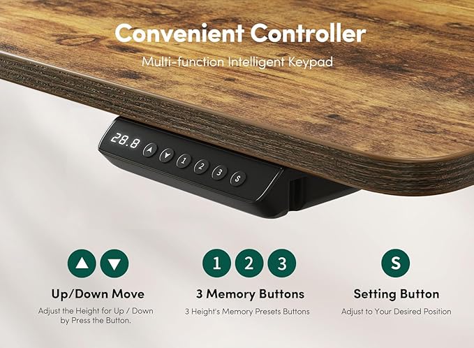 CubiCubi 55 Electric Standing Desk with Under Desk Shelves Sit Stand Rising Computer Desk with Monitor Shelf Home Office Desks with Hooks Adjustable Height Stand Up Workstation Table Rustic Brown
