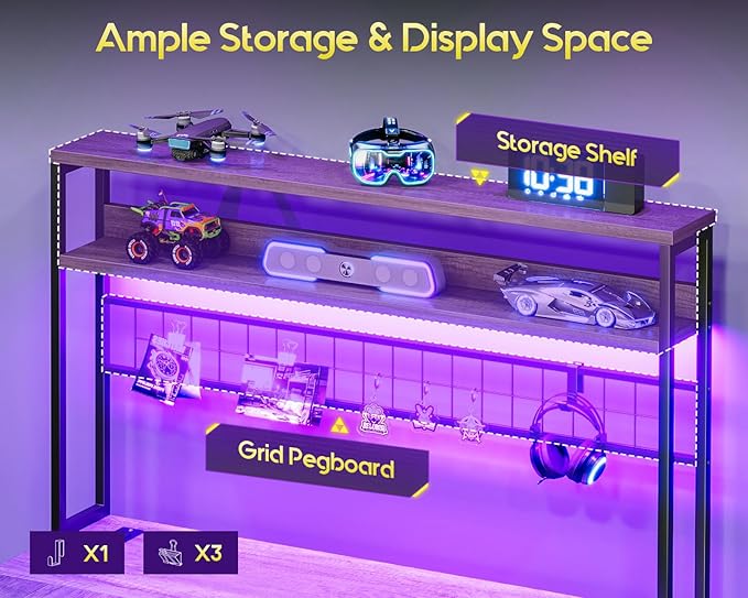 AODK 59 Inch L Shaped Desk with 4 Drawers Gaming Desk with Led Lights &amp Power Outlets Computer Desk with Pegboard &amp Keyboard Tray Reverisble Home Office Desk with Storage Shelves &amp CPU