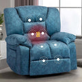 Oversized Recliner Chair &amp Massage Chair Recliner with HeatCozy Lazy Boy Recliners Chairs for Adults Blue Recliners Chairs&ampManual Reclining with Wide Seat Adjustable BackrestPockets (Blue)