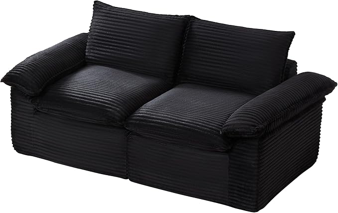 80-Inch Boneless Love Seat Couches in a Box Modern 2 Seat Floor Modular Foam Cloud Sofa Corduroy Loveseat Couch W/Pillow-top Armrests for Home Apartments Bedroom