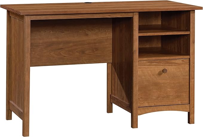 Sauder Union Plain Single Pedestal Desk Prairie Cherry Finish