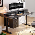 ONBRILL Standing Desk with Drawers 55x24 Inch Electric Stand Up Desk with 3 Drawers and Open Storage Shelf Adjustable Height 28-46 Inches for Home and Computer Workstation Black
