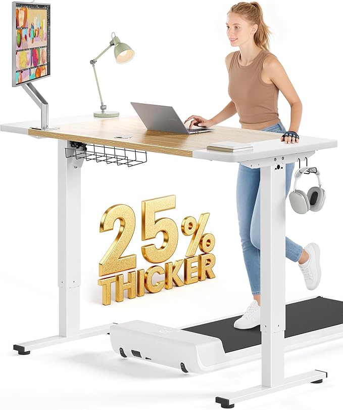 SIAGO Electric Standing Desk Adjustable - 48 x 24 Inch Sit Stand up Desk with 0.8 Inch Thick Tabletop - Adjustable Height Table with 3 Memory Preset Cable Management for Home Office