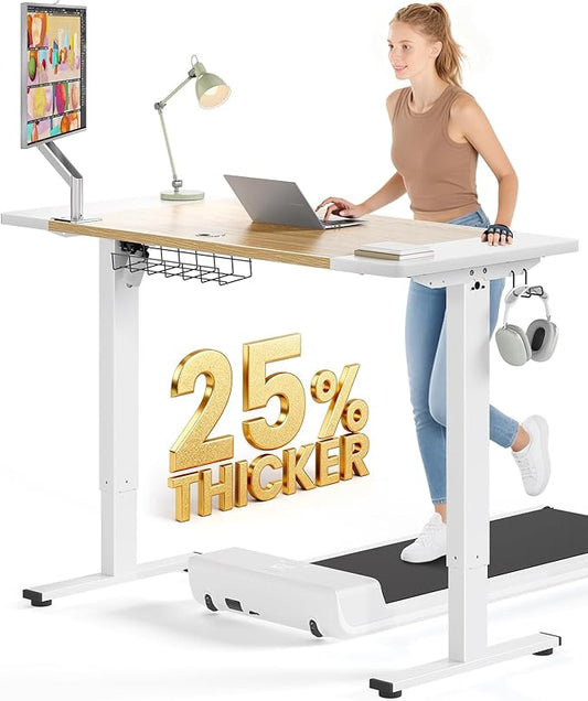 SIAGO Electric Standing Desk Adjustable - 48 x 24 Inch Sit Stand up Desk with 0.8 Inch Thick Tabletop - Adjustable Height Table with 3 Memory Preset Cable Management for Home Office