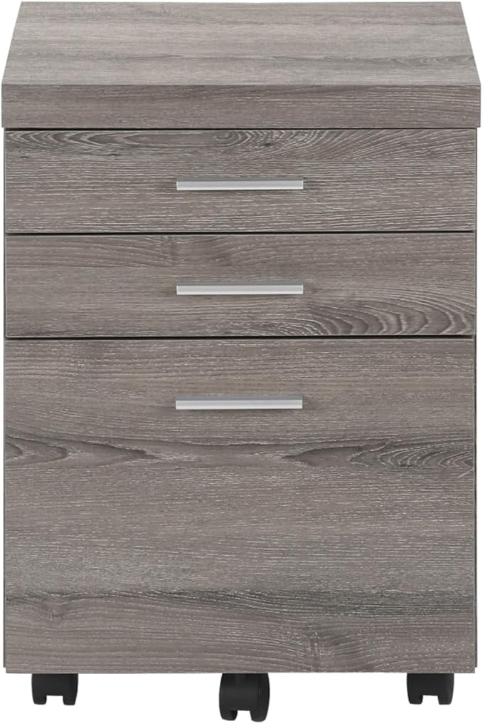 Rolling Mobile 3-Drawer File Storage Cabinet with Silver Colored Drawer Handles Home Office Printer Stand with 5 Casters Easy to Assemble