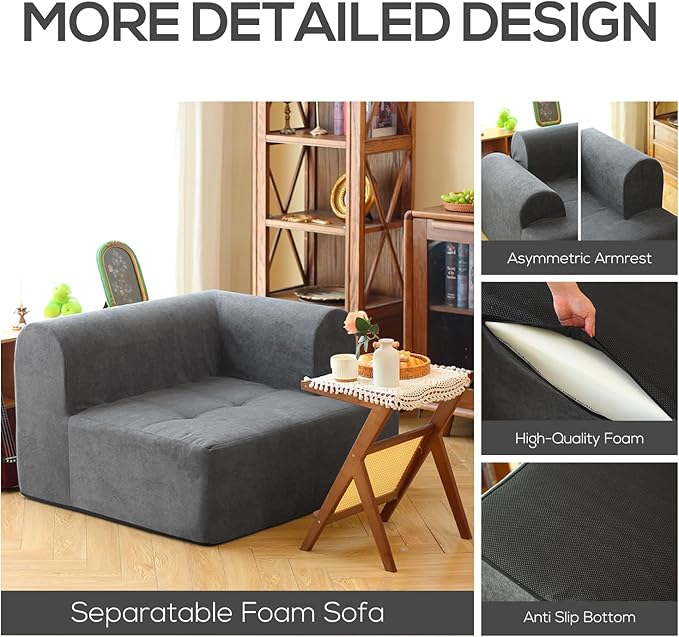 N&ampV Foam Sofa Made with All Foam Great for Livingroon and Bedroom (Beige)