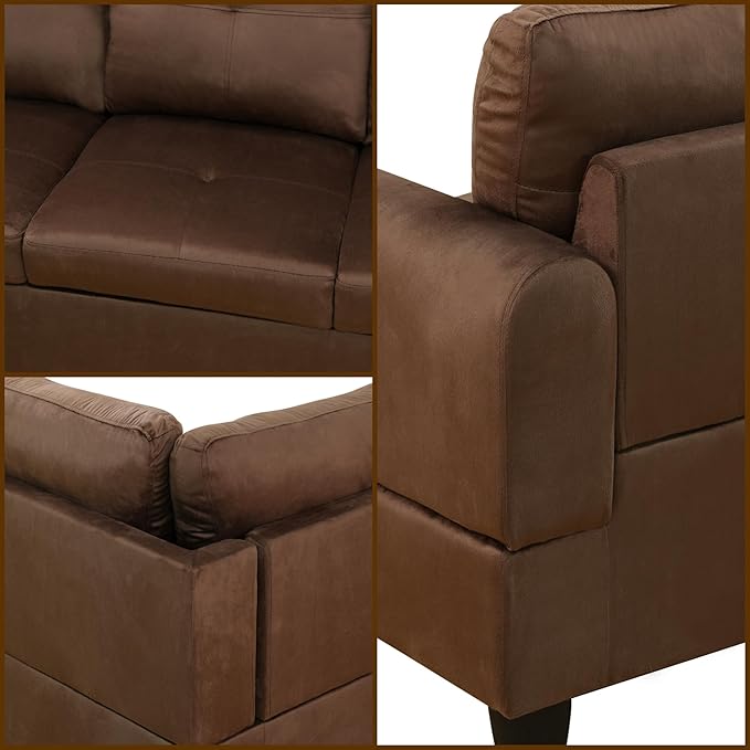 L Shaped Couch Modular Sectional Sofa with Chaise Modern Modular Sofas Furniture Sofa Couches for Living Room/Apartment/Office/Bedroom Chocolate