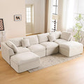 U Shape Modular Sectional Sofa 4 Seater Modular Couch with Ottomans Fully Compressed Boneless Modular Sofa for Living Room (Warm White)