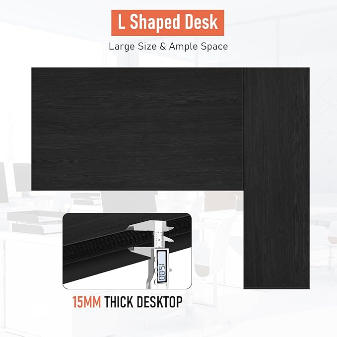 BLKMTY L-Shaped Computer Desk With Storage Shelves 39 Home Office Corner Desk for Small Spaces Reversible Study Writing Table Workstation Black