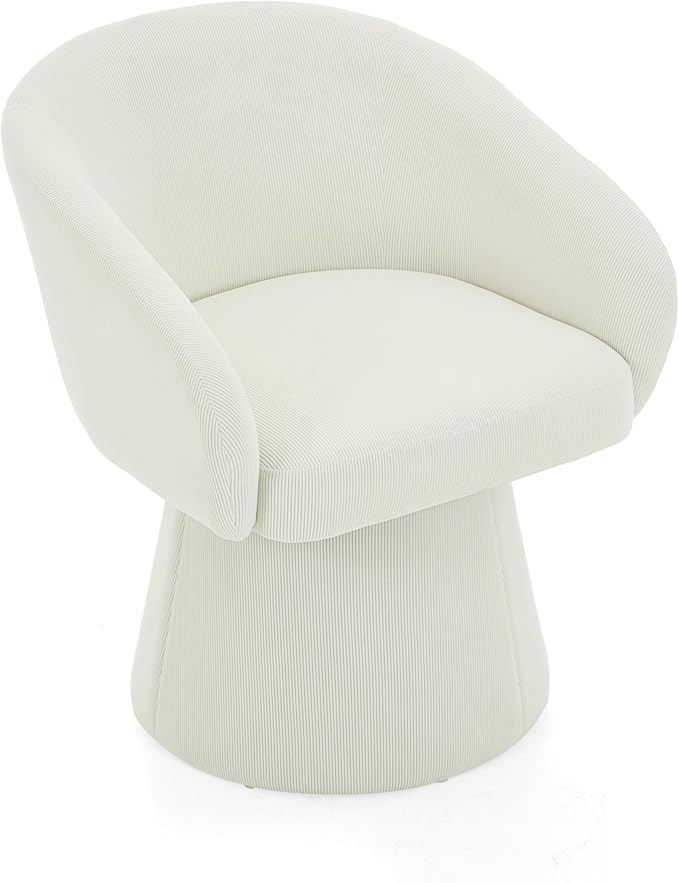Christopher Knight Home Roach Corduroy Upholstered 360° Swivel Accent Chair Wood Frame Barrel Swivel Chair Super Comfort Single Lounge Sofa with Rotation for Living Room/Bedroom Beige