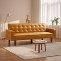 74 Modern Futon Couch Futon Sofa Bed Mid Century Sofa Bed Loveseat Couches for Small Spaces Living Room Bedroom (Faux Leather Light Brown)