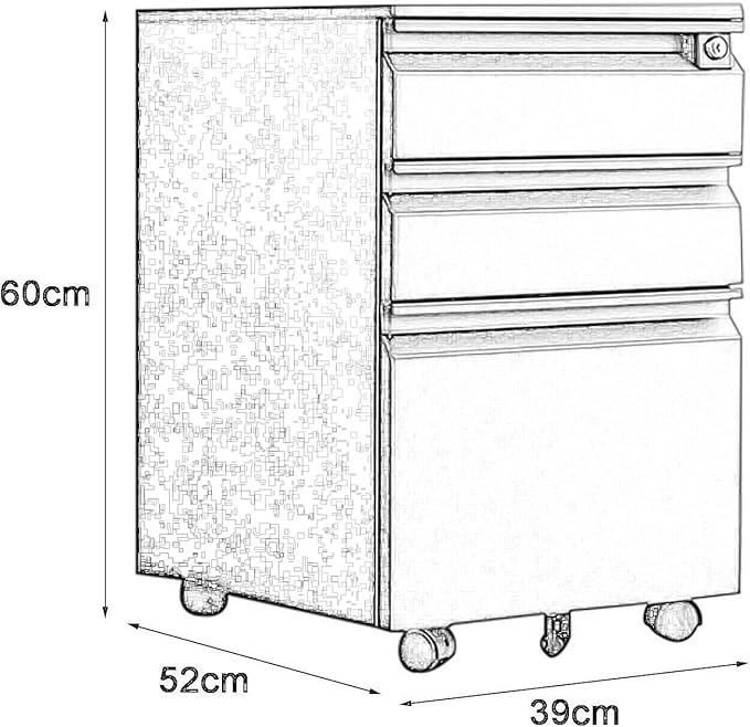 Office Desk Organizer Mobile File Cabinet with Lock and Drawers Lockable Pedestal with Silent Slide Grey