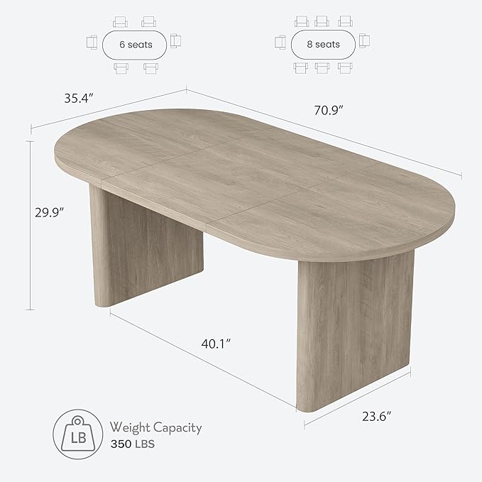GAOMON 70.8 Inch Oval Computer Desk Long Large Executive Desk Wooden Home Office Desk Writing Table Computer Table Workstation for Home Office
