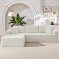 105 Inch Modular Sectional SofaModern Cloud Sectional Couch with Deep SeatCorduroy Boneless Couches with L-Shape Chaise for Living Room BedroomNo Assembly Required (White Left Facing Chaise)