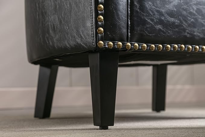 Accent Chair with Ottoman Mid Century Modern Barrel Chair Upholstered Club Tub Round Arms Chair for Living Room