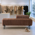49.6'' Loveseat Sofa Modern Faux Fur 2-Seater Couch with Adjustable Backrest Comfy Bench for Entryway End of Bed Boutique Dressing Room Bedroom (Brown).