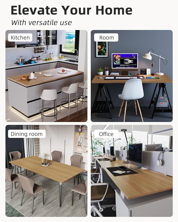 Universal 43 x 24 One-Piece Particle Board Table Top 1 Thick Desktop for Stand Up Height Adjustable Desk Frames Home Office Tabletop Countertop DIY Elmwood