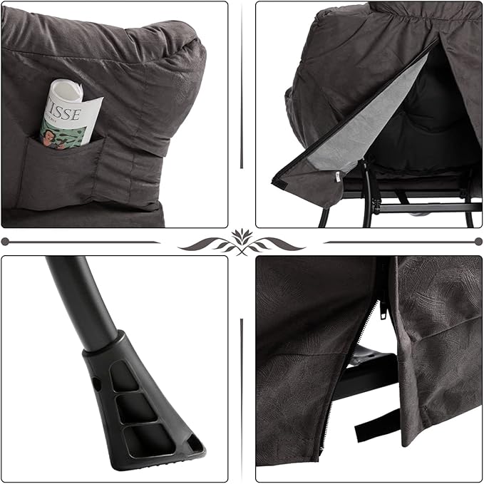 HollyHOME Lazy Chair with Armrest and Side Pocket Comfy Accent Lounge ChairLeisure Sofa Armchair for Living Room Bedroom Dorm or Small Spaces Oversized Reading Sofa ChairTextured Charcoal Gray