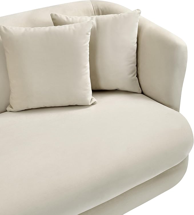 Meridian Furniture 699Cream-C Alder Collection Modern | Contemporary Chair with Ultra Luxe Cream Velvet 460 GSM Velvet Solid Wood Frame 38 W x 36 D x 30 H Cream