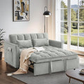 Convertible Sofa Bed Love Seat Sleeper Bed with Side Pockets 3 in 1 Velvet Fabric Pull Out Couch with Adjustable Backrest for Living Room Bedroom Apartment Light Gray