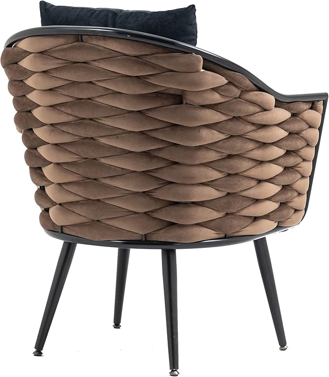 Velvet Accent Chair Modern Upholstered Armchair Tufted Chair with Metal Frame Single Leisure Chairs for Living Room Bedroom Office Balcony