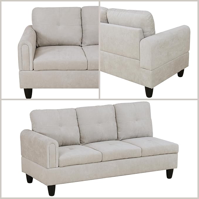 FONTOI L Shaped Sectional Couches Modern Modular Sectional Sofa for Living Room Bedroom Furniture Cozy 4 Seat Couch with Ottoman Storage &amp Chaise Gray White