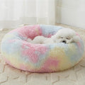 WNPETHOME Donut Dog Beds Large Sized DogAnti-Anxiety Caming Large Pet BedFluffy Faux Fur Plush Puppy BedWarming Cozy Soft Round Bed for Pet Cat Cuddler Cushion