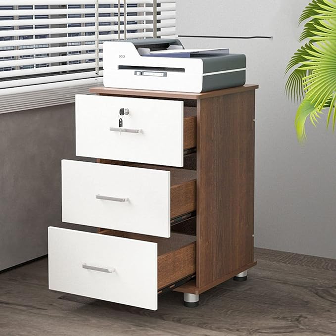 Desktop Storage Box with Drawers - Mobile File Cabinets for A4 Size Office Supplies Storage Box Wooden Nightstand Office Document Cabinet Storage CabinetF