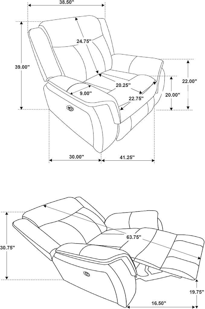 Coaster Home Furnishings - Lawrence - Leatherette Upholstered Glider Recliner Chair with Pocket Coil Cushions Padded Arms and Microfiber Upholstery - Living Room - 41-Inch - Charcoal - 603506