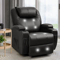 Furniwell Rocker Recliner Chair with Massage for Elderly Leather Adjustable 360°Swivel Rocking Sofa for Living Room with Remote Control Cup Holders (Black)
