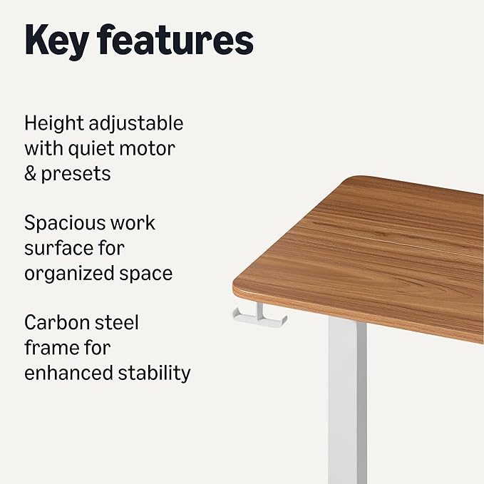 Amazon Basics Electric Standing Desk Height Adjustable Home Office Desk White/Oak Effect