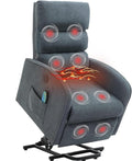 AVAWING Power Lift Chair with Heat and Massage for Elderly Fabric Electric Recliner Chair with Remote Control Side Pocket and USB Port for Living Room &amp Bedroom Grey