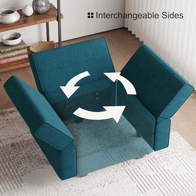 Belffin Fabric Modular Sectional Sofa Armrest Backrest Module Couch Side Sectional Part Armrest/Backrest (Set of 2) Peacock Blue