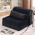 Tiita Convertible Folding Sofa Bed Single Size for Adults with Pillow Plush Fabric Floor Mattress Couch Bed Washable Cover &amp Side Pocket Guest Room Dorm Apartment Living Room Navy