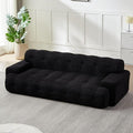KEIKI 87.4 Cloud Couch Oversized 3 Seat Sofa with Button-Tufted Square Arm Deep Seat Chenille Seat for Living Room Guest Bedroom No Assembly Required Black