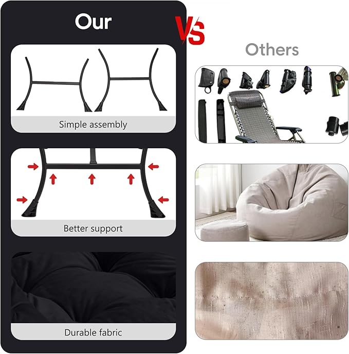 Lazy Chair with Folding Ottoman Modern Large Accent ChairContemporary Lounge Leisure Sofa Chair with Armrests Upholstered Sofa Armchair Reading Chair for BedroomDorm &amp Office(Black-f)