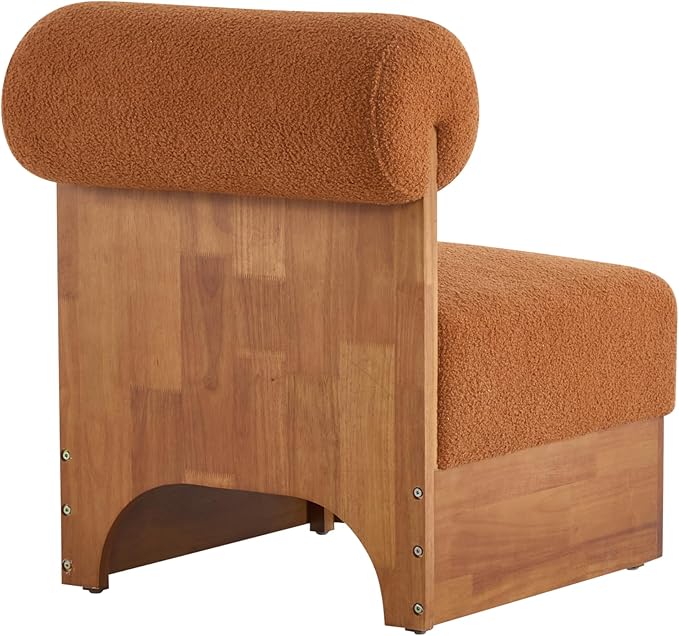 Christopher Knight Home Nadine Boucle Club Chair Upholstered Lounge Chair Rolled Backrest Accent Chairs Solid Wood Legs Frame Single Sofa for Living Reading Room Accent Chairs Set of 2 Brown