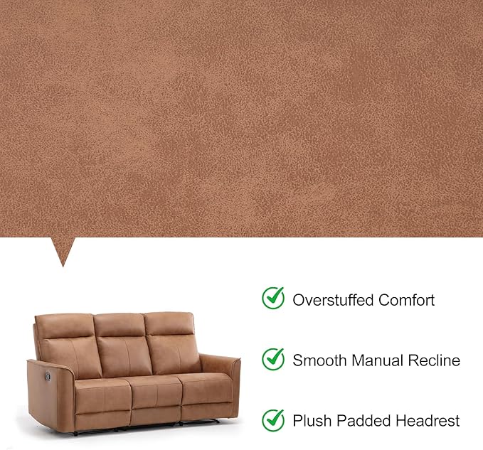 EBELLO Faux Leather Manual Recliner Sofa Set 1 Seat Recliner Chair and a 3 Seat Reclining Couch Furniture Set for Living Room Brown