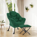 Lazy Chair with OttomanOversized Accent Chair with Thick Cushion Side PocketModern Lounge Arm Reading Chair and Folding Footrest for Living RoomBedroomOfficeDormApartment Green