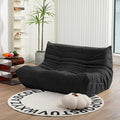 N&ampV Fireside Loveseat Mid Century Armless Twin Size Floor Sofa Soft Premium Corduroy Floor Lounge Chair Foam Sofa Accent Chair for Living Room Bedroom and Office Black