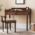 RUNNUP Mid-Century Desk with 2 Drawers 47.2 Wide Home Office Desk Workstation Solid Wood Computer Writing Study Desk for Small Space Bedroom Living Room Makeup Vanity Console Table
