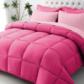 JOLLYVOGUE Twin Comforter Set Ultra-Soft Bed in a Bag Twin Size 5 Pieces Oeko-TEX Certified Bedding Set with Down Alternative Comforter Sheets Pillowcases &amp Shams Hot Pink &amp Baby Pink