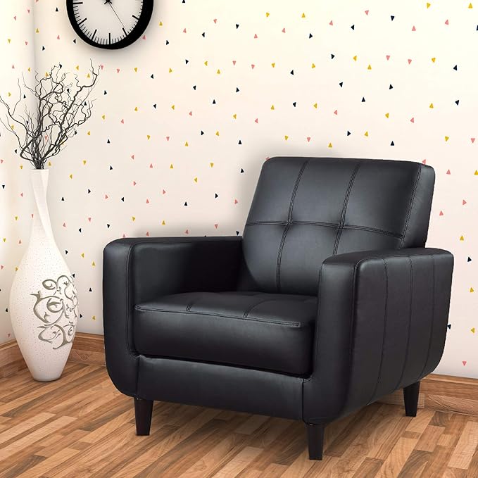 Benzara Upholstered Leatherette Living Room Chair Black Accent