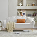 VELOCAVA 67 Loveseat Sofa Modern 2-Seater Upholstered Couch with Linen-Textured Fabric Curved Scalloped Back 7.87 Raised Legs for Living Room Apartment or Bedroom Beige
