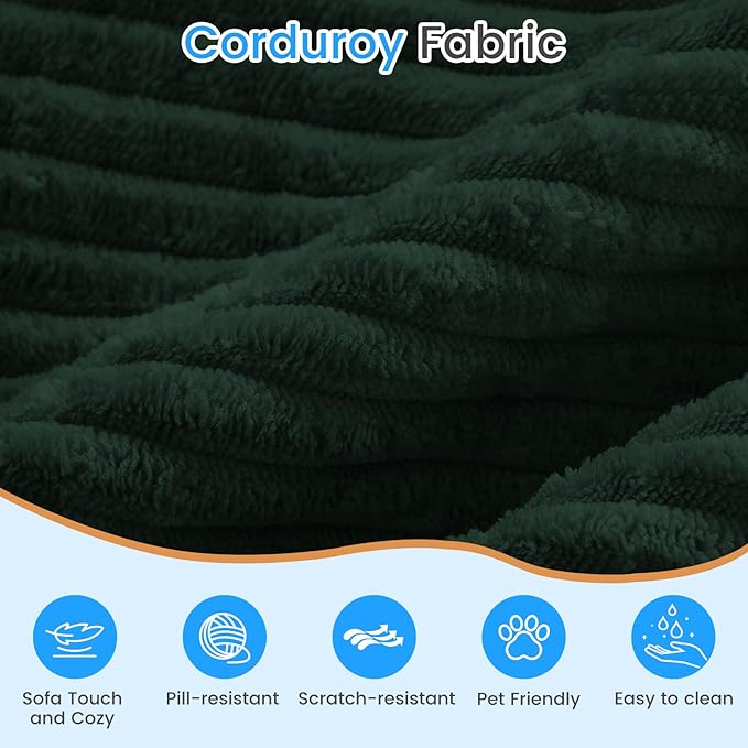 PUREMIND 106 Cloud Sectional Couch for Living Room Corduroy L Shape Sofa with Deep Seat Modern Green Couches Modular Boneless Foam Couch Corner Couches No Assembly Required
