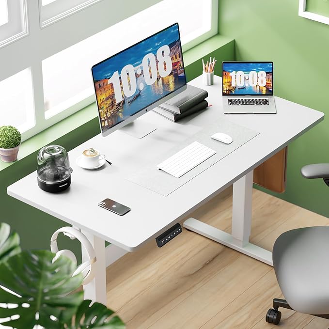 Electric Height Adjustable Standing Desk 48x24 Inches Ergonomic Sit-to-Stand Rising Computer Table for Home Office
